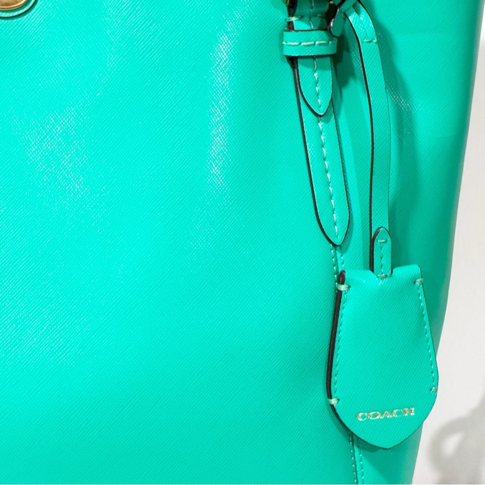 Coach Purse Peyton Saffiano Leather Zip Top Tote Handbag NoA1481-F27349 Green - Picture 2 of 6